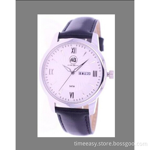 Real Leather Watch with Rose Gold Plating